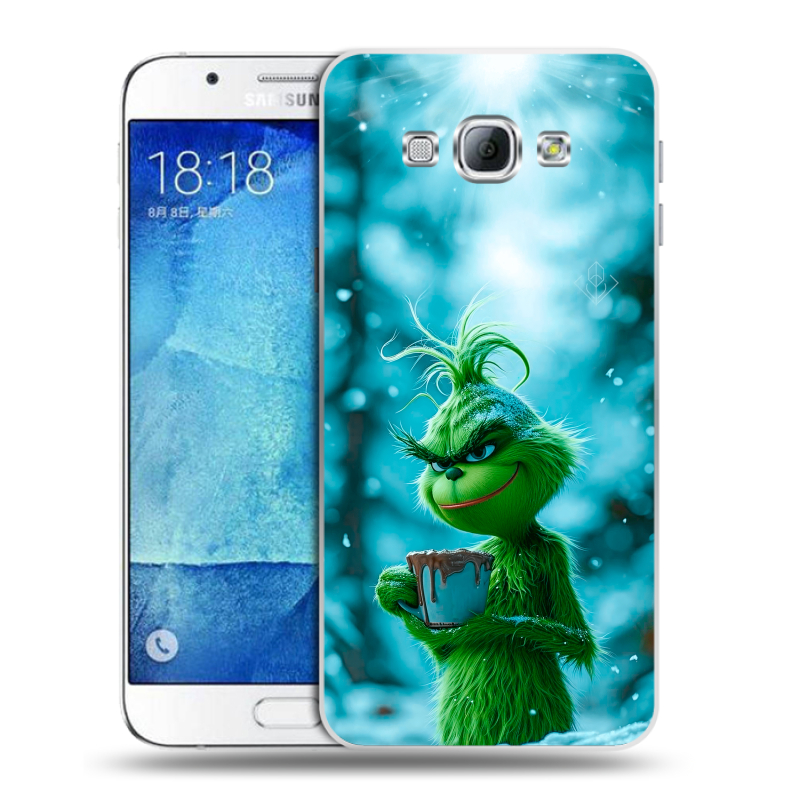 Пластиковый чехол на Samsung Galaxy A8 с принтом Новый год гринч Пластиковый чехол на Samsung Galaxy A8 с принтом Новый год гринч