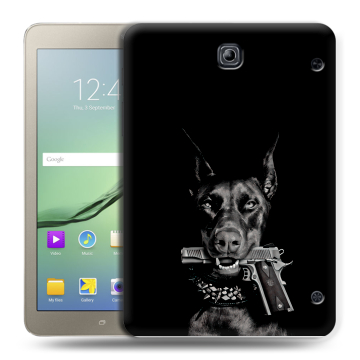 Силиконовый чехол на планшета Samsung Galaxy Tab S2 8.0 с принтом Доберман и пистолет Силиконовый чехол на планшета Samsung Galaxy Tab S2 8.0 с принтом Доберман и пистолет