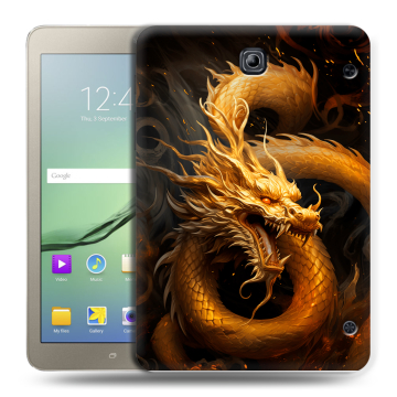 Силиконовый чехол на Samsung Galaxy Tab S2 8.0 с принтом Золотой дракон