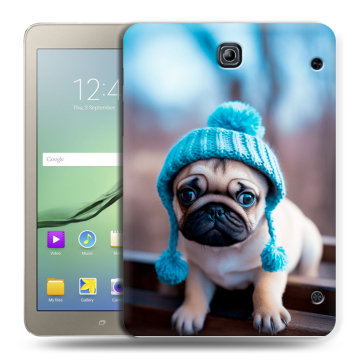 Силиконовый чехол на Samsung Galaxy Tab S2 8.0 с принтом Мопс в шапке