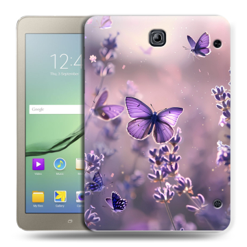 Силиконовый чехол на Samsung Galaxy Tab S2 8.0 с принтом бабочки и лаванда Силиконовый чехол на Samsung Galaxy Tab S2 8.0 с принтом бабочки и лаванда
