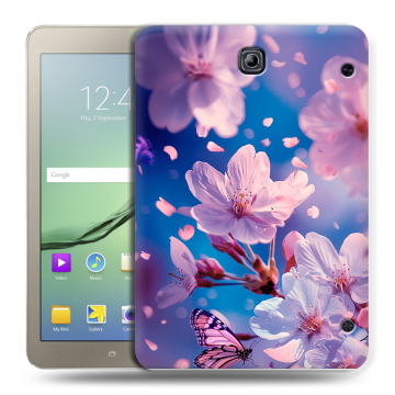 Силиконовый чехол на Samsung Galaxy Tab S2 8.0 с принтом цветы бабочки
