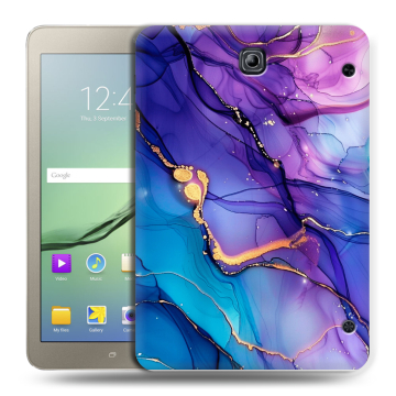 Силиконовый чехол на Samsung Galaxy Tab S2 8.0 с принтом синий мрамор