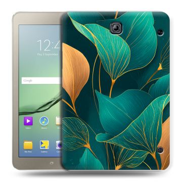 Силиконовый чехол на Samsung Galaxy Tab S2 8.0 с принтом Листья и золото