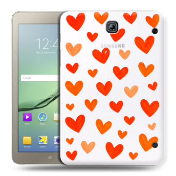 Силиконовый чехол на Samsung Galaxy Tab S2 8.0 с принтом Сердечки