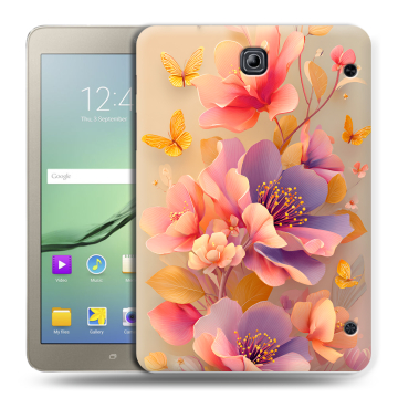 Силиконовый чехол на Samsung Galaxy Tab S2 8.0 с принтом Цветы и бабочки