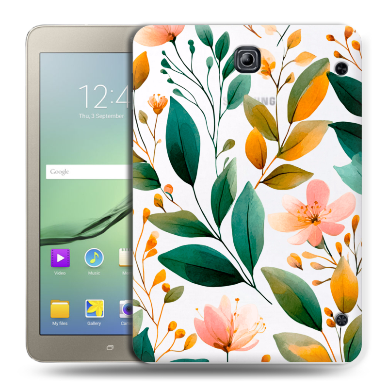 Силиконовый чехол на Samsung Galaxy Tab S2 8.0 с принтом Цветы паттерн Силиконовый чехол на Samsung Galaxy Tab S2 8.0 с принтом Цветы паттерн