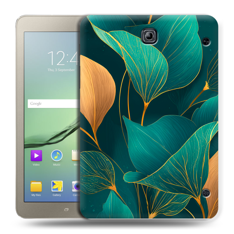 Силиконовый чехол на Samsung Galaxy Tab S2 8.0 с принтом Листья и золото Силиконовый чехол на Samsung Galaxy Tab S2 8.0 с принтом Листья и золото