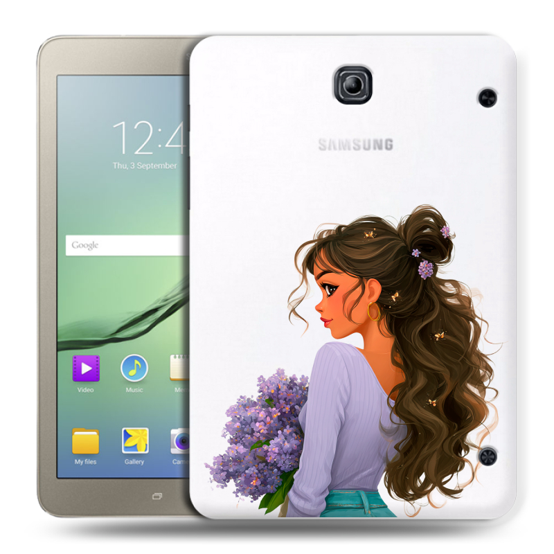 Силиконовый чехол на Samsung Galaxy Tab S2 8.0 с принтом девушка цветы Силиконовый чехол на Samsung Galaxy Tab S2 8.0 с принтом девушка цветы
