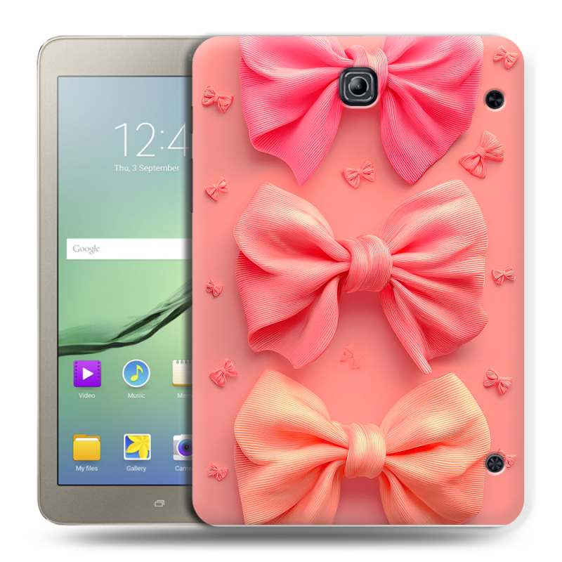 Силиконовый чехол на Samsung Galaxy Tab S2 8.0 с принтом Розовые бантики Силиконовый чехол на Samsung Galaxy Tab S2 8.0 с принтом Розовые бантики