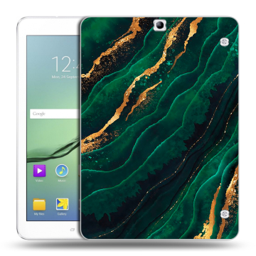 Силиконовый чехол на планшета Samsung Galaxy Tab S2 9.7 с принтом Мрамор зеленое золото Силиконовый чехол на планшета Samsung Galaxy Tab S2 9.7 с принтом Мрамор зеленое золото