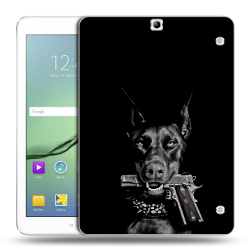 Силиконовый чехол на планшета Samsung Galaxy Tab S2 9.7 с принтом Доберман и пистолет Силиконовый чехол на планшета Samsung Galaxy Tab S2 9.7 с принтом Доберман и пистолет