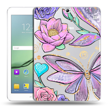 Силиконовый чехол на Samsung Galaxy Tab S2 9.7 с принтом Бабочки и цветы