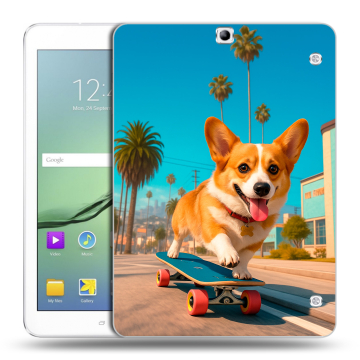 Силиконовый чехол на Samsung Galaxy Tab S2 9.7 с принтом Корги на скейте Силиконовый чехол на Samsung Galaxy Tab S2 9.7 с принтом Корги на скейте