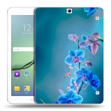 Силиконовый чехол на Samsung Galaxy Tab S2 9.7 с принтом Голубые цветы Силиконовый чехол на Samsung Galaxy Tab S2 9.7 с принтом Голубые цветы
