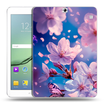 Силиконовый чехол на Samsung Galaxy Tab S2 9.7 с принтом цветы бабочки