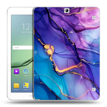 Силиконовый чехол на Samsung Galaxy Tab S2 9.7 с принтом синий мрамор