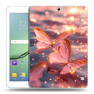 Силиконовый чехол на Samsung Galaxy Tab S2 9.7 с принтом бабочки розовые Силиконовый чехол на Samsung Galaxy Tab S2 9.7 с принтом бабочки розовые