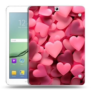 Силиконовый чехол на Samsung Galaxy Tab S2 9.7 с принтом розовые сердечки Силиконовый чехол на Samsung Galaxy Tab S2 9.7 с принтом розовые сердечки