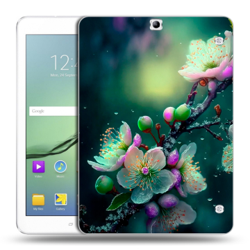 Силиконовый чехол на Samsung Galaxy Tab S2 9.7 с принтом Цветы и мрамор Силиконовый чехол на Samsung Galaxy Tab S2 9.7 с принтом Цветы и мрамор