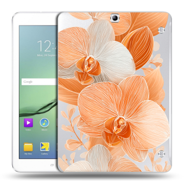 Силиконовый чехол на Samsung Galaxy Tab S2 9.7 с принтом Бежевые цветы