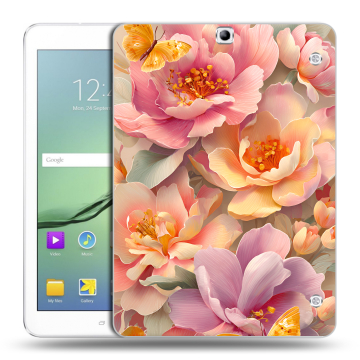 Силиконовый чехол на Samsung Galaxy Tab S2 9.7 с принтом Цветы и бабочки