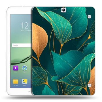 Силиконовый чехол на Samsung Galaxy Tab S2 9.7 с принтом Листья и золото