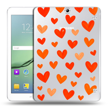 Силиконовый чехол на Samsung Galaxy Tab S2 9.7 с принтом Сердечки