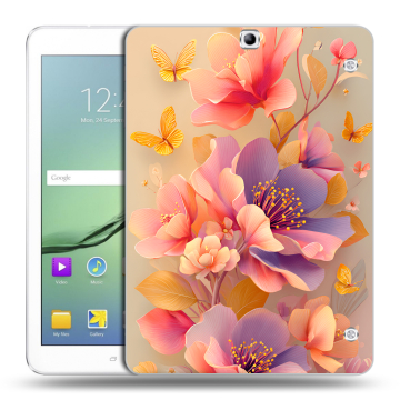 Силиконовый чехол на Samsung Galaxy Tab S2 9.7 с принтом Цветы и бабочки