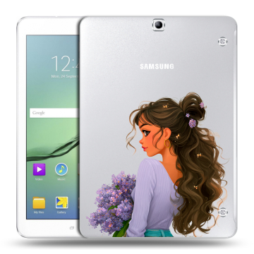 Силиконовый чехол на Samsung Galaxy Tab S2 9.7 с принтом девушка цветы