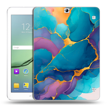 Силиконовый чехол на Samsung Galaxy Tab S2 9.7 с принтом Мрамор блестки