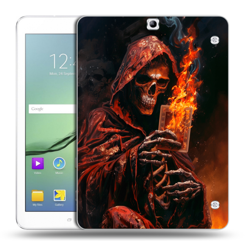 Силиконовый чехол на Samsung Galaxy Tab S2 9.7 с принтом Скелет и карты Силиконовый чехол на Samsung Galaxy Tab S2 9.7 с принтом Скелет и карты