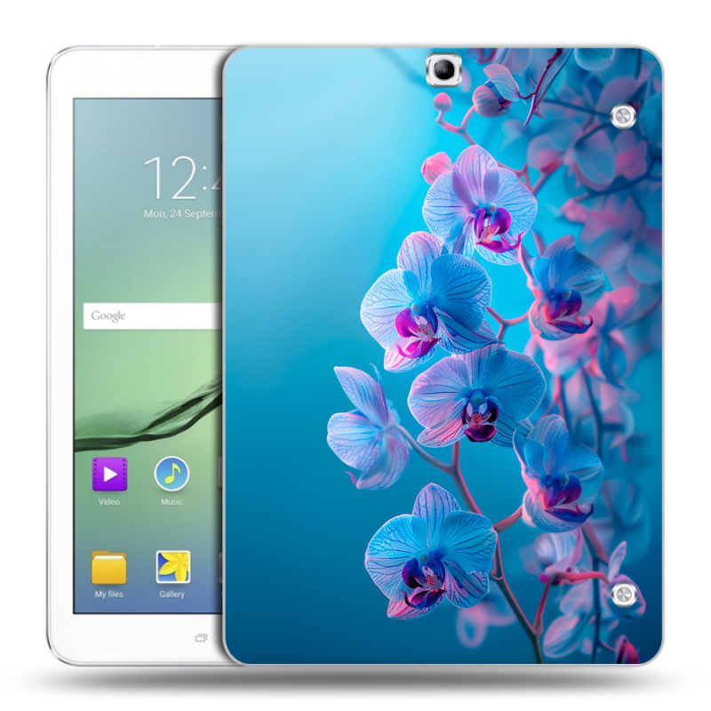 Силиконовый чехол на Samsung Galaxy Tab S2 9.7 с принтом голубые орхидеи Силиконовый чехол на Samsung Galaxy Tab S2 9.7 с принтом голубые орхидеи