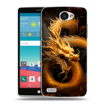 Пластиковый чехол на LG Max с принтом Золотой дракон