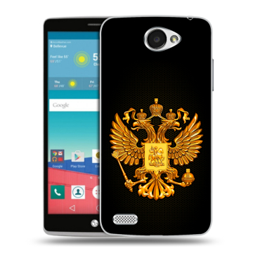 Пластиковый чехол на LG Max с принтом Герб России желтый Пластиковый чехол на LG Max с принтом Герб России желтый