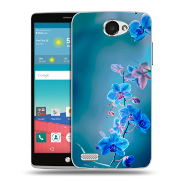 Пластиковый чехол на LG Max с принтом Голубые цветы Пластиковый чехол на LG Max с принтом Голубые цветы