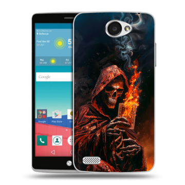Пластиковый чехол на LG Max с принтом Скелет и карты