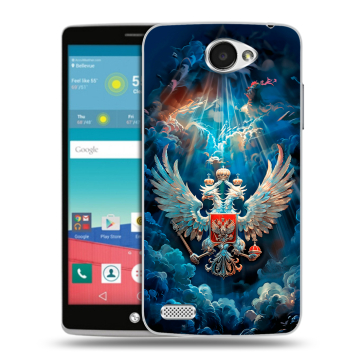 Пластиковый чехол на LG Max с принтом Герб флаг России