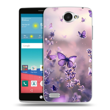 Пластиковый чехол на LG Max с принтом бабочки и лаванда Пластиковый чехол на LG Max с принтом бабочки и лаванда