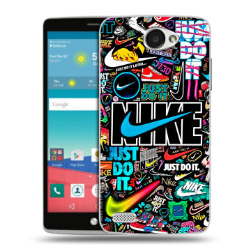 Пластиковый чехол на LG Max с принтом найк nike черный