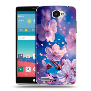 Пластиковый чехол на LG Max с принтом цветы бабочки