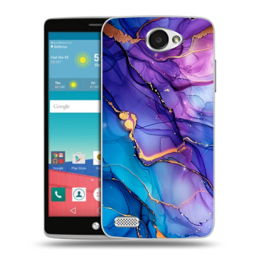 Пластиковый чехол на LG Max с принтом синий мрамор