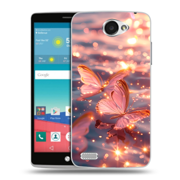 Пластиковый чехол на LG Max с принтом бабочки розовые Пластиковый чехол на LG Max с принтом бабочки розовые