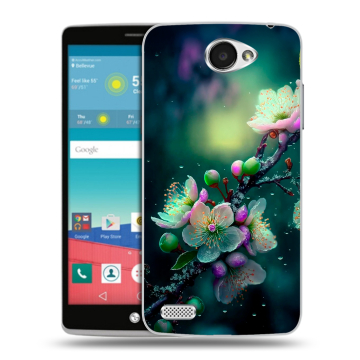 Пластиковый чехол на LG Max с принтом Цветы и мрамор Пластиковый чехол на LG Max с принтом Цветы и мрамор