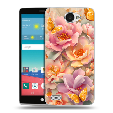 Пластиковый чехол на LG Max с принтом Цветы и бабочки
