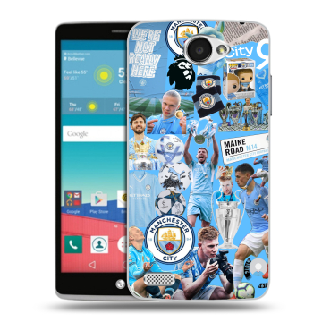 Пластиковый чехол на LG Max с принтом Man City Манчестер Сити