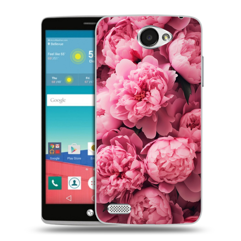 Пластиковый чехол на LG Max с принтом цветы пионы Пластиковый чехол на LG Max с принтом цветы пионы
