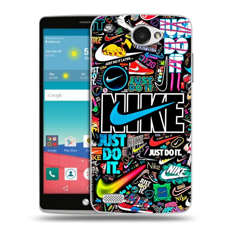 Пластиковый чехол на LG Max с принтом найк nike черный Пластиковый чехол на LG Max с принтом найк nike черный