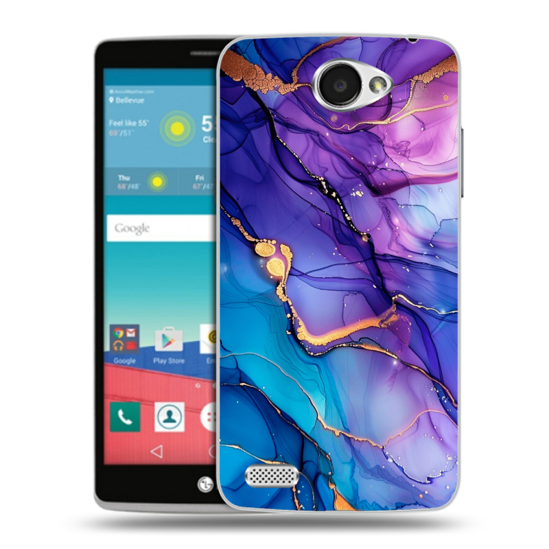 Пластиковый чехол на LG Max с принтом синий мрамор Пластиковый чехол на LG Max с принтом синий мрамор