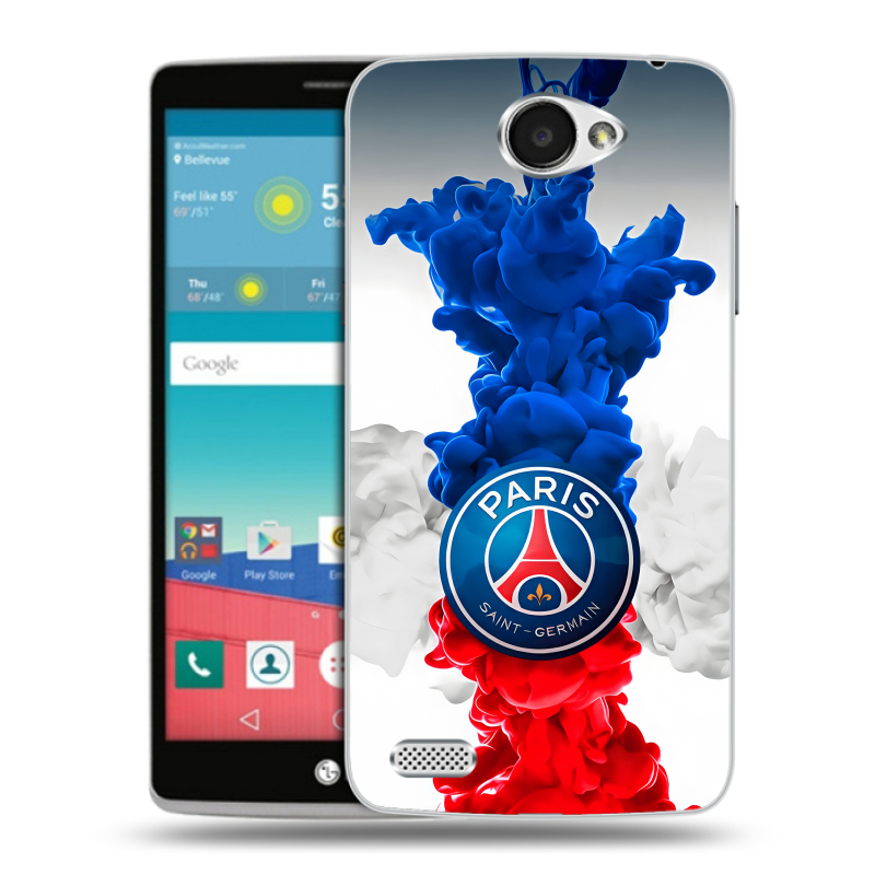 Пластиковый чехол на LG Max с принтом PSG ПСЖ Пластиковый чехол на LG Max с принтом PSG ПСЖ